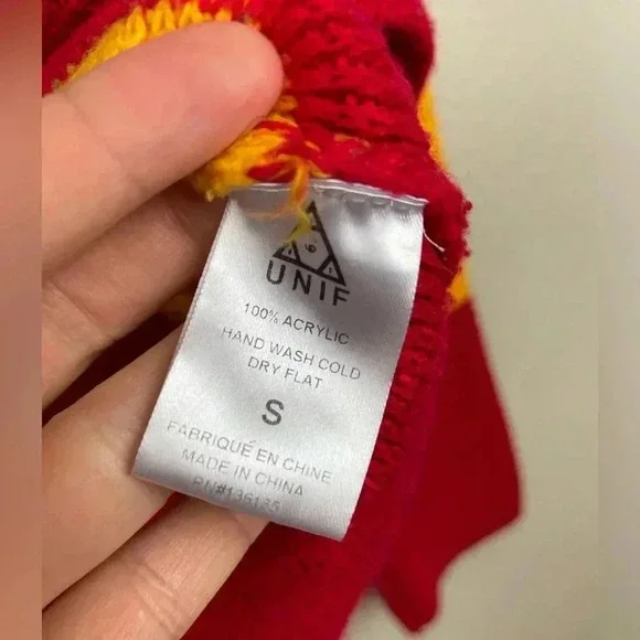 UNIF Women's Small Crayola Sweater Stripe Primary Color Block Mock Neck Emma Cha - Picture 13 of 16